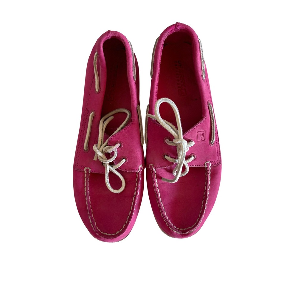 Sperry Top-Sider Authentic Original Hot Pink Leather Boat Shoes Womens 7